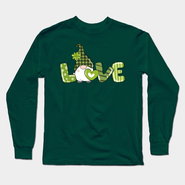 St. Patricks Day Shirt, Love Gnomes Long Sleeve T-Shirt by admeral